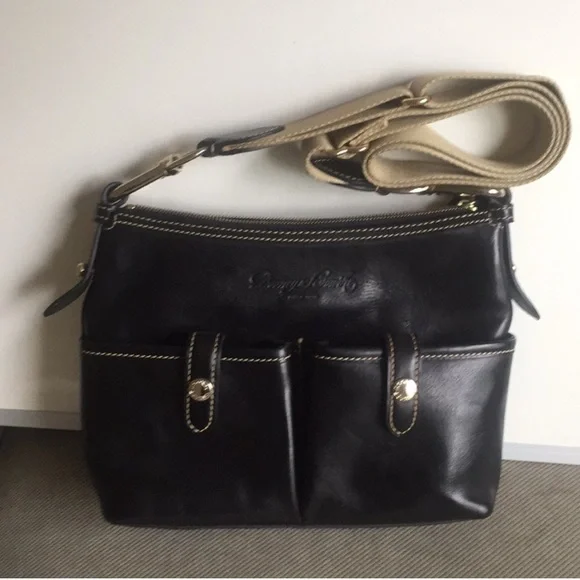 Dooney & Bourke Black and Tan Shoulder Bag with Adjustable Strap - Picture 9 of 9